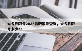 大名县限号2023最新限号查询，大名县限号多少?？